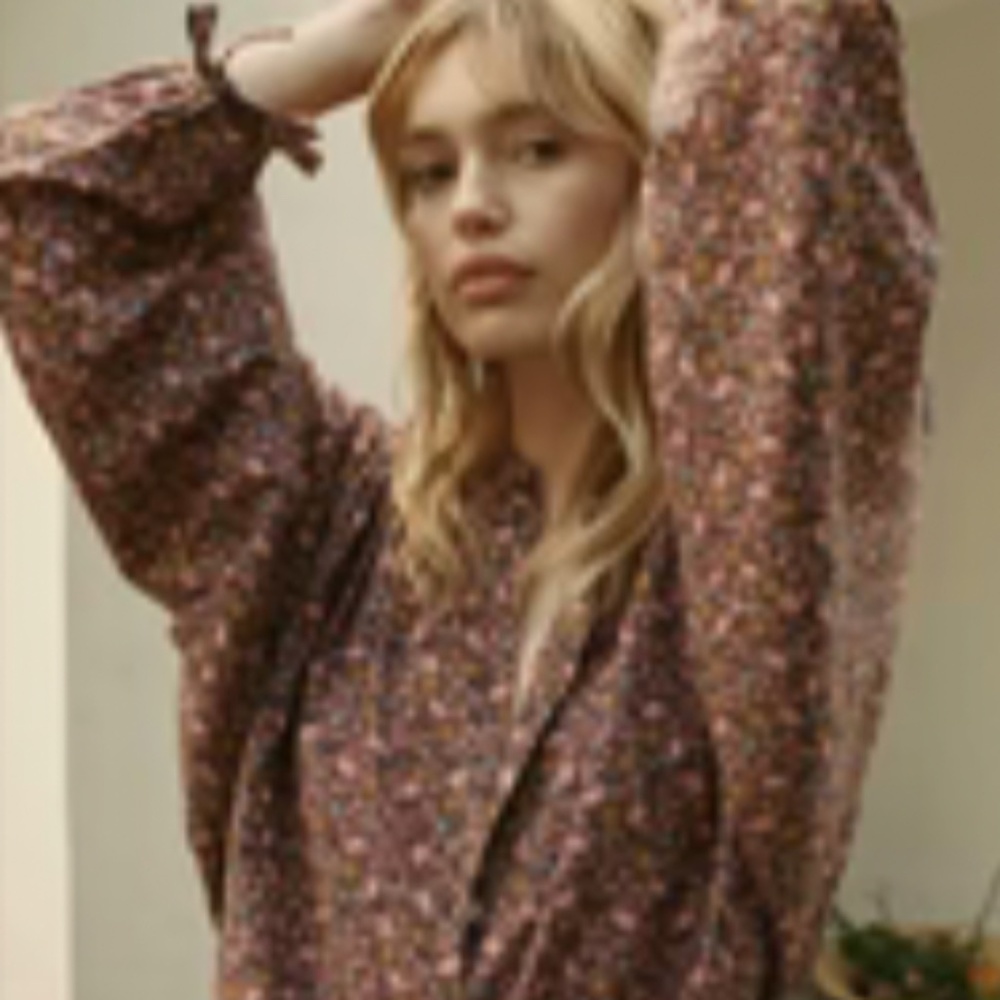 Doen O'Keefe Top - Blue Laurel Canyon Rose M